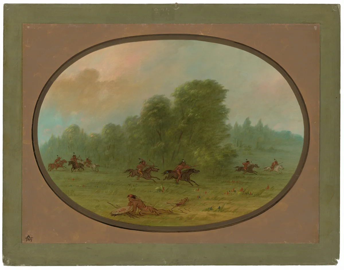 Battle between the Jiccarilla Apachees and Camanchees by George Catlin, painting, 1861-1869