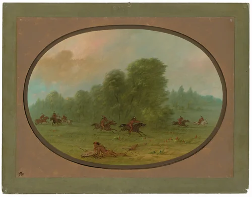 Battle between the Jiccarilla Apachees and Camanchees by George Catlin, painting, 1861-1869