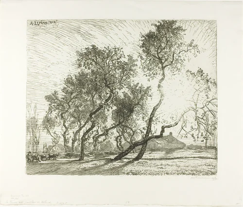 Farm with Dutch Poplars by Louis Auguste Lepère, print, 1914