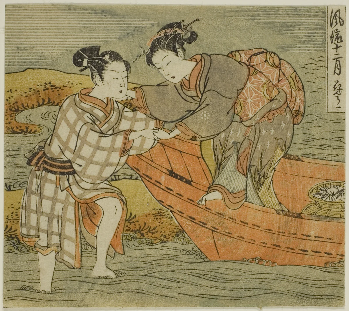The Third Month (Hanamizuki), from the series "Fashionable Twelve Months (Furyu juni tsuki)" by Isoda Koryusai, print, 1765-1777