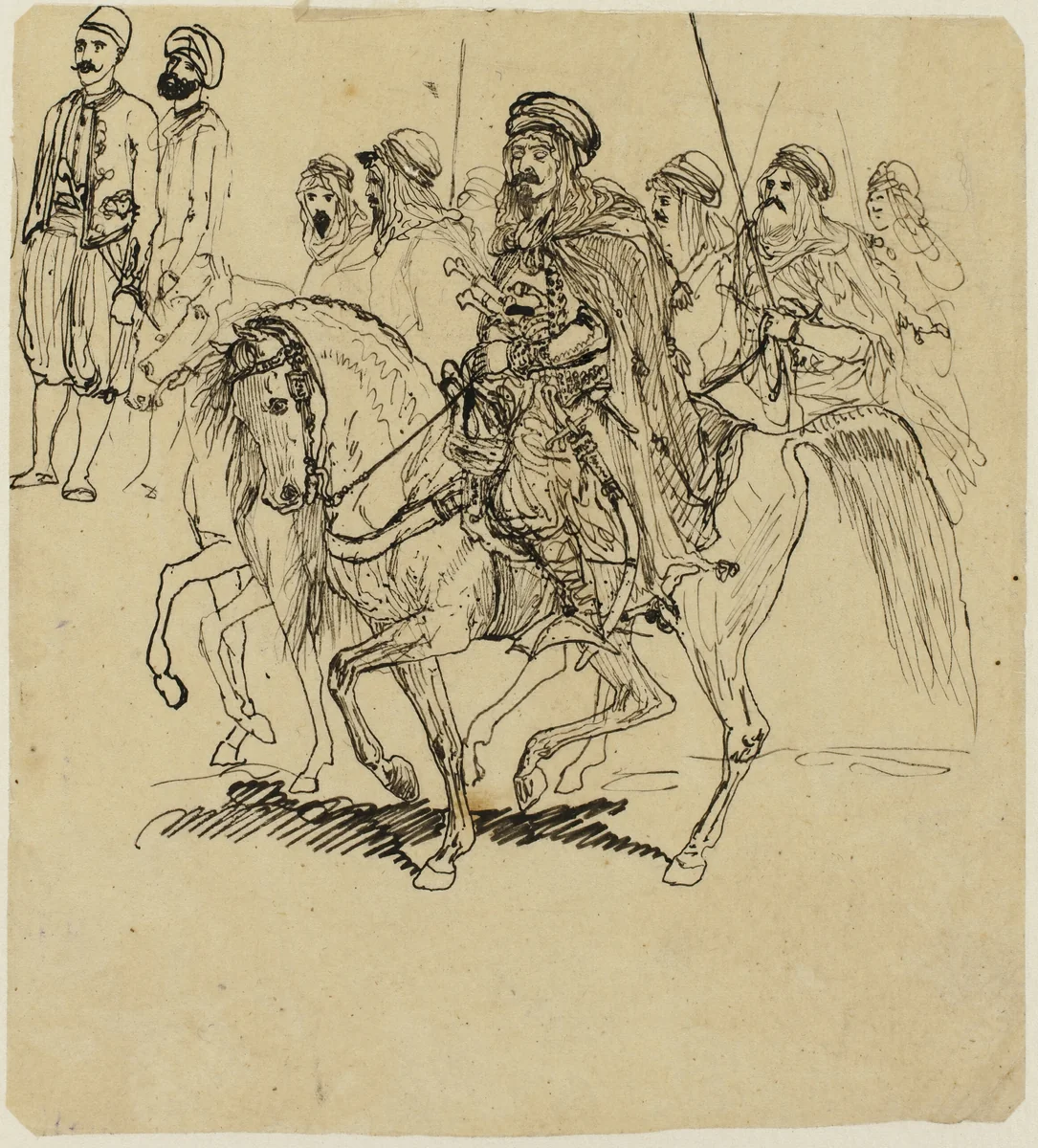 Arab Horsemen by Rodolphe Bresdin, drawing, 1845-1885