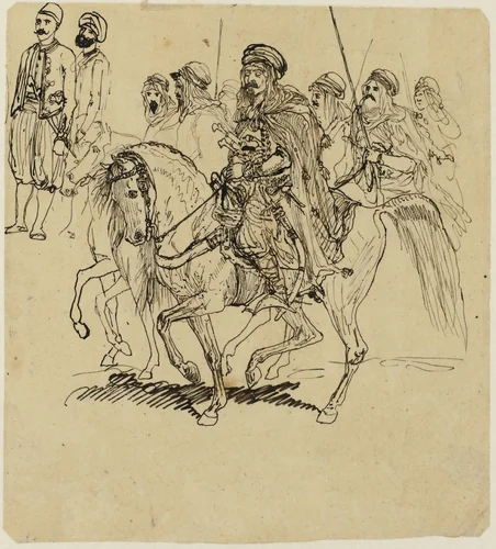 Arab Horsemen by Rodolphe Bresdin, drawing, 1845-1885