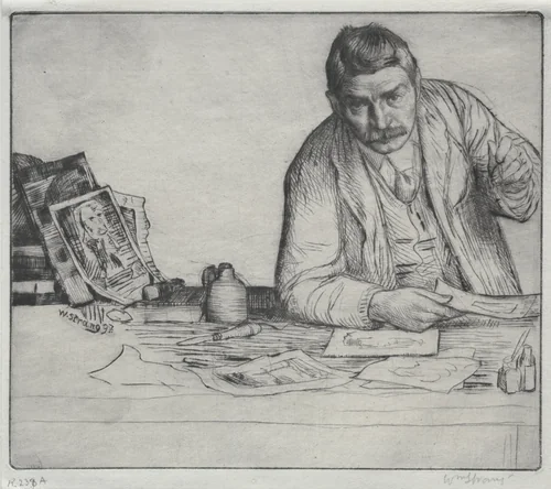 Self-Portrait - "The Etcher" by William Strang, print, 1897
