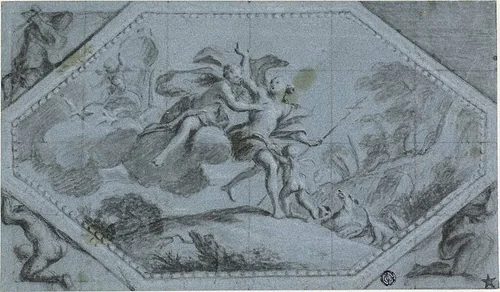 Ceiling Decoration with Venus and Adonis by Giovanni Battista Cipriani, drawing, 1747-1785