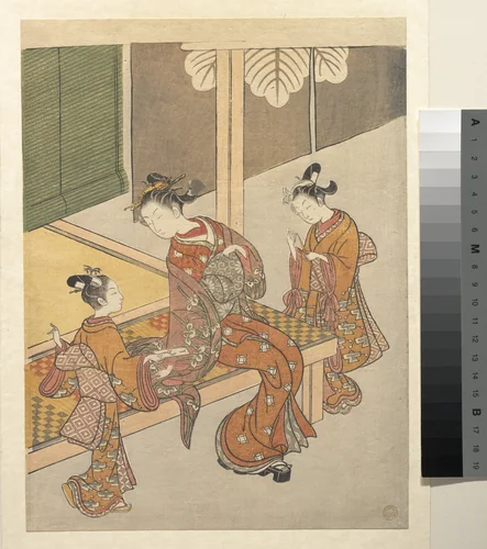On the Engawa of Tsuta-ya by Suzuki Harunobu (鈴木春信), print, 1755-1777
