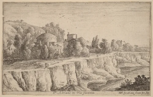 Church of San Adrian on the Via Flaminia by Herman van Swanevelt, print, 1600-1655