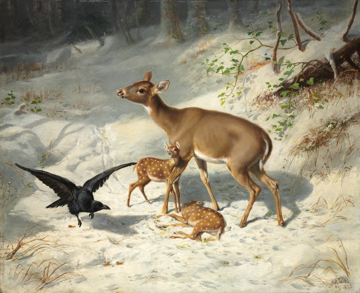 Maternal Solicitude by Arthur Fitzwilliam Tait, painting, 1873