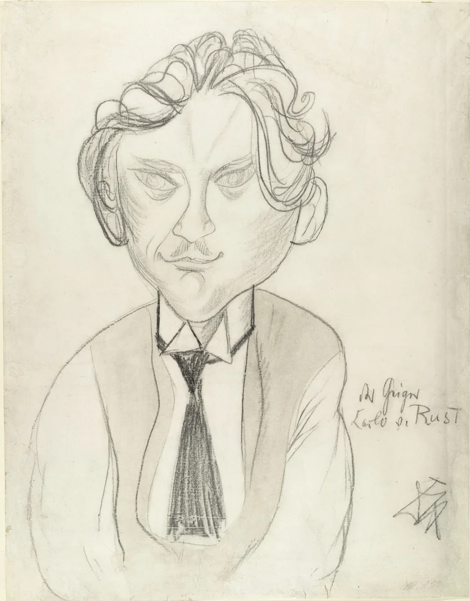 Portrait of Violinist Carlo von Rust (Bildnis des Geigers Carlo von Rust) by Otto Dix, drawing, 1920