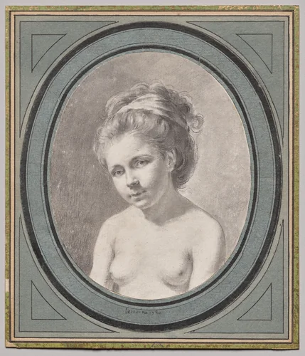 Bust of a Nude Woman by Jacques-Antoine-Marie Lemoine, drawing, 1780