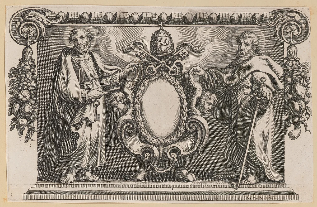 Vignette for a Book Dedicated to Pope Urban VII by Peter Paul Rubens, print, 1613-1646