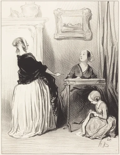Ah!... quelle singulière éducation vous donnez a votre fille?... by Honoré Daumier, print, 1844