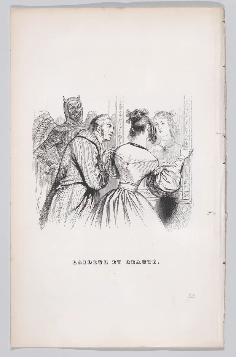Ugliness and Beauty, from "The Complete Works of Béranger" by J. J. Grandville, print, 1836