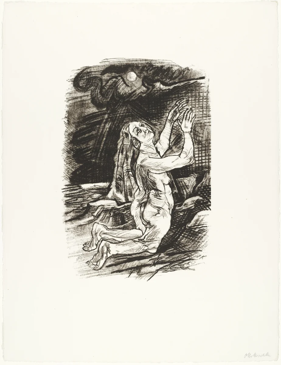 The Supplicant (Die Flehende) (plate 5) from O Eternity - Thou Word of Thunder (Bach Cantata) [O Ewigkeit - Du Donnerwort (Bachkantate)] by Oskar Kokoschka, print, 1914