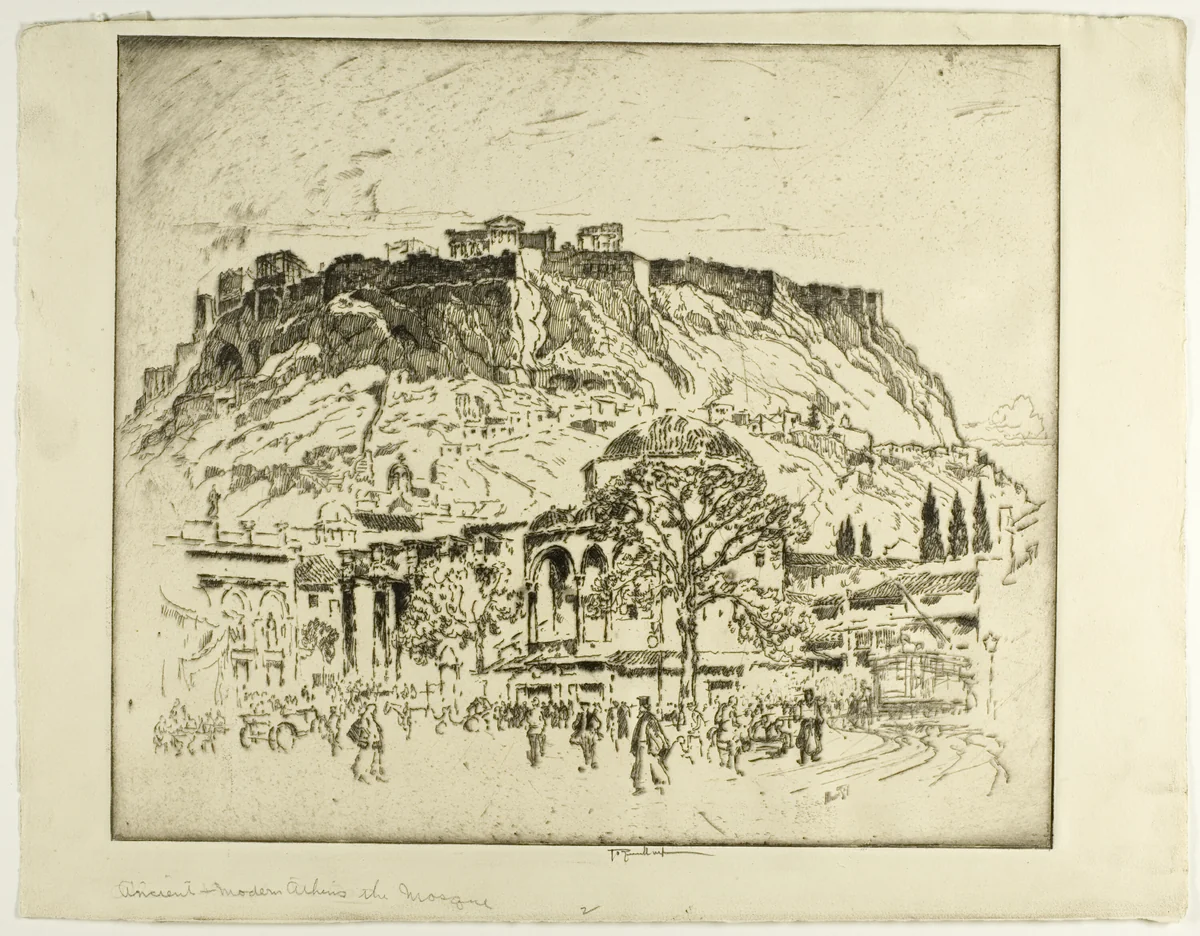 Ancient, Mediaeval and Modern Athens, the Mosque by Joseph Pennell, print, 1913