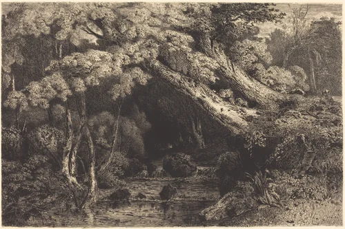 Saint-Pierre Stream near Pierrefond (Ruisseaude Saint-Pierre, pres Pierrefond) by Paul Huet, print, 1842