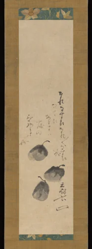 Three Eggplants and Poem by Sen Sōtan, painting, 1600-1699