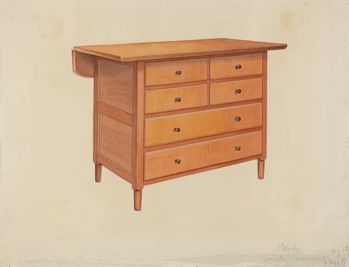 Shaker Dressmaker's Counter by Anne Ger, index of american design, 1936