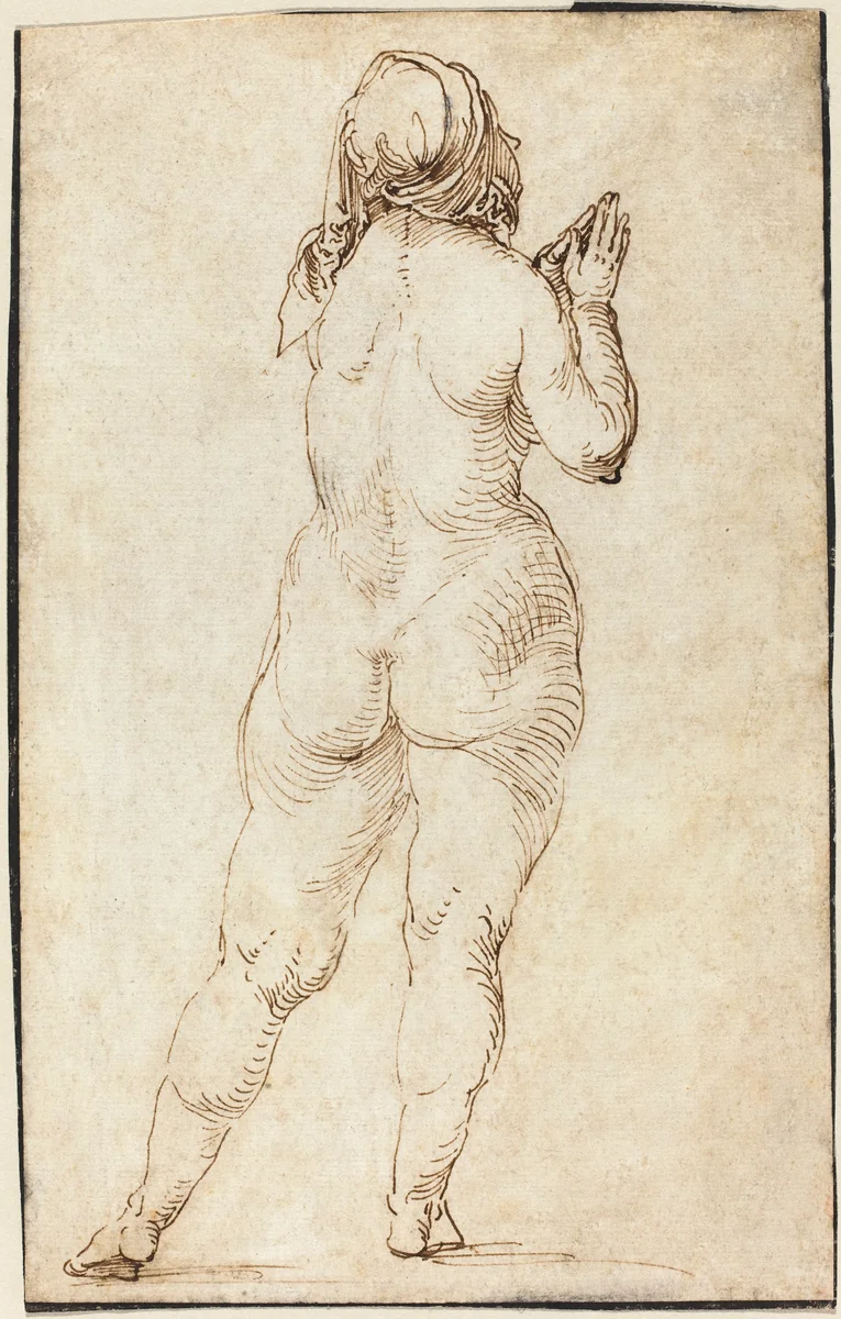 Female Nude Praying by Albrecht Dürer, drawing, 1497-1500