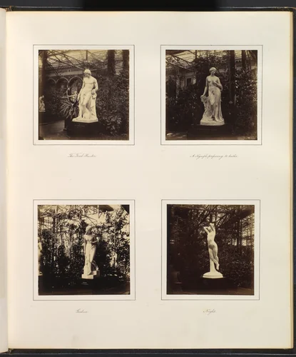 [Sculptures of the Tired Hunter, a Nymph Preparing to Bathe, Godiva, and an Allegorical Figure of Night] by Philip Henry Delamotte, photograph, 1857-1861