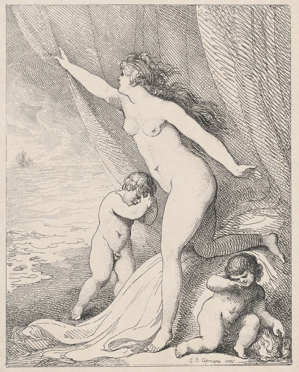 Ariadne Abandoned by Theseus by Thomas Rowlandson, print, 1790-1799