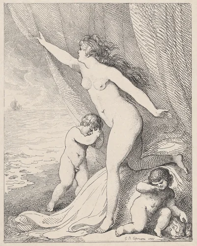 Ariadne Abandoned by Theseus by Thomas Rowlandson, print, 1790-1799