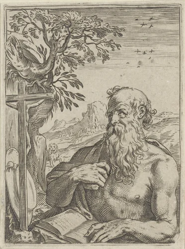 Heilige Hieronymus by Agostino Carracci, print, 1567-1602