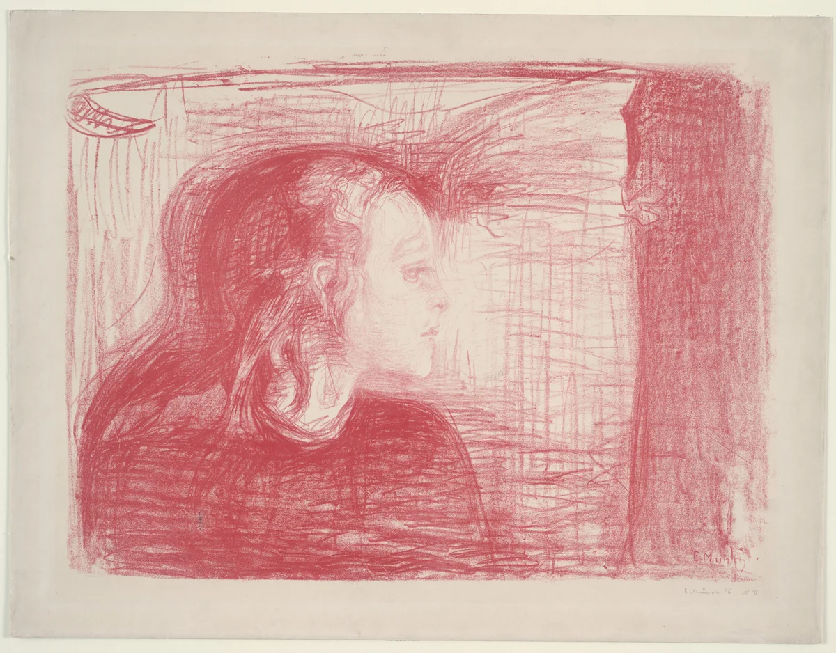 The Sick Child I (Det syke barn I) by Edvard Munch, print, 1896