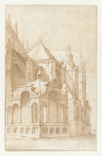 Beckeneelhuisje aan de Nieuwe Kerk te Amsterdam by Jan de Bisschop, drawing, 1648
