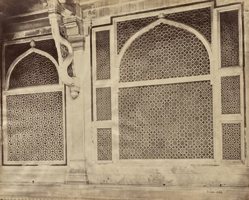 Futtypore Sikri—Two of the Marbled Screens in the Tomb of Sheik Selim Chisti by Samuel Bourne, photograph, 1866