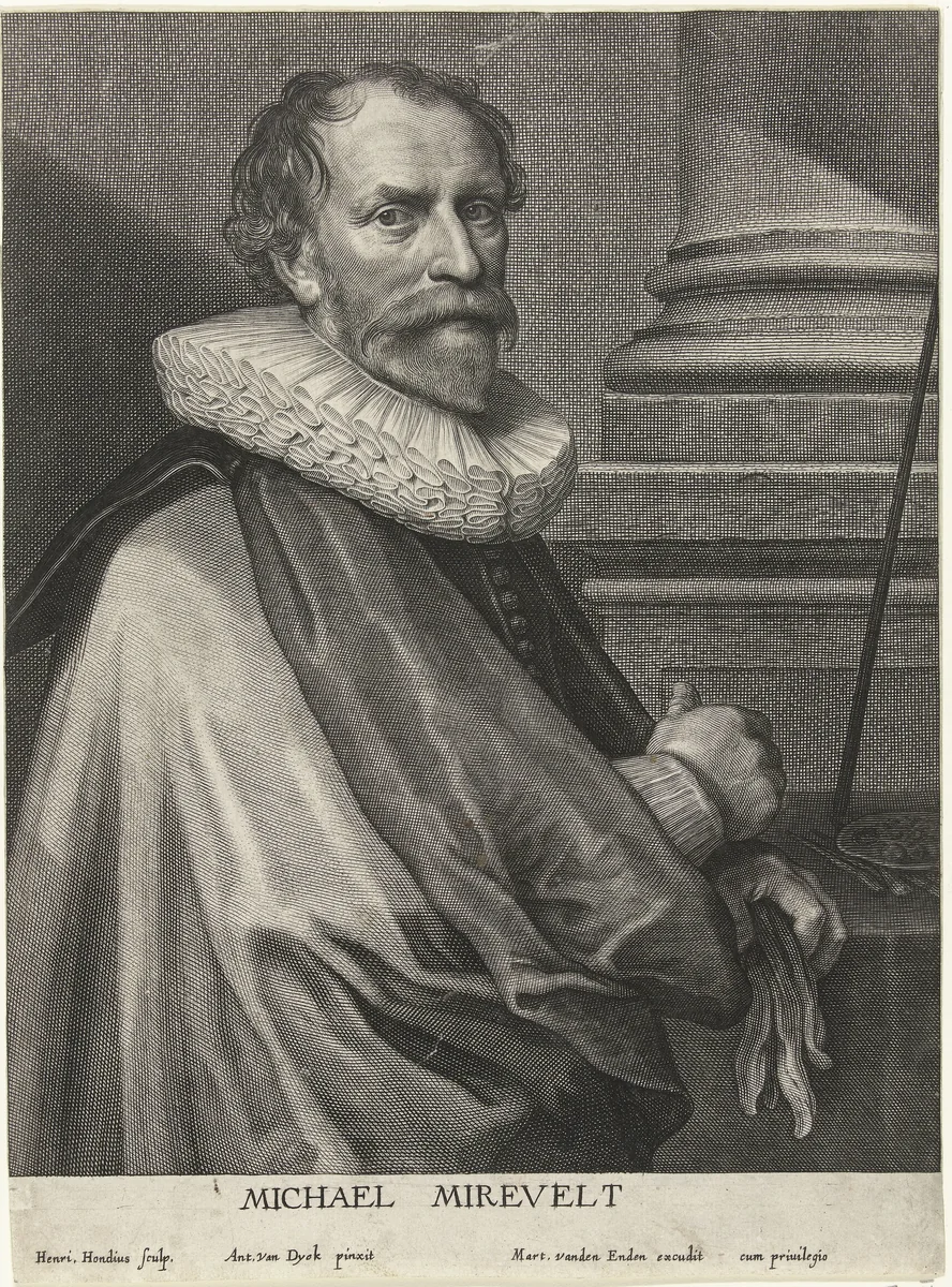 Portret van Michiel Jansz. van Mierevelt by Willem Jacobsz Delff, print, 1610-1625
