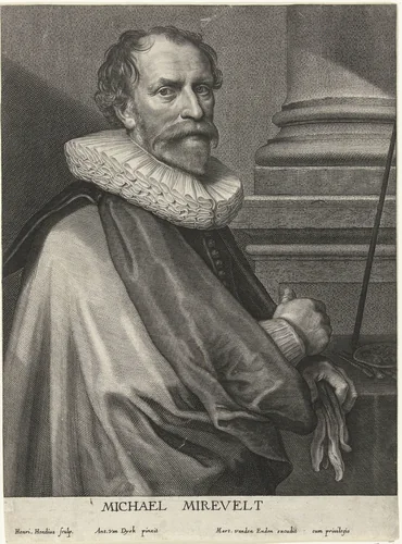 Portret van Michiel Jansz. van Mierevelt by Willem Jacobsz Delff, print, 1610-1625