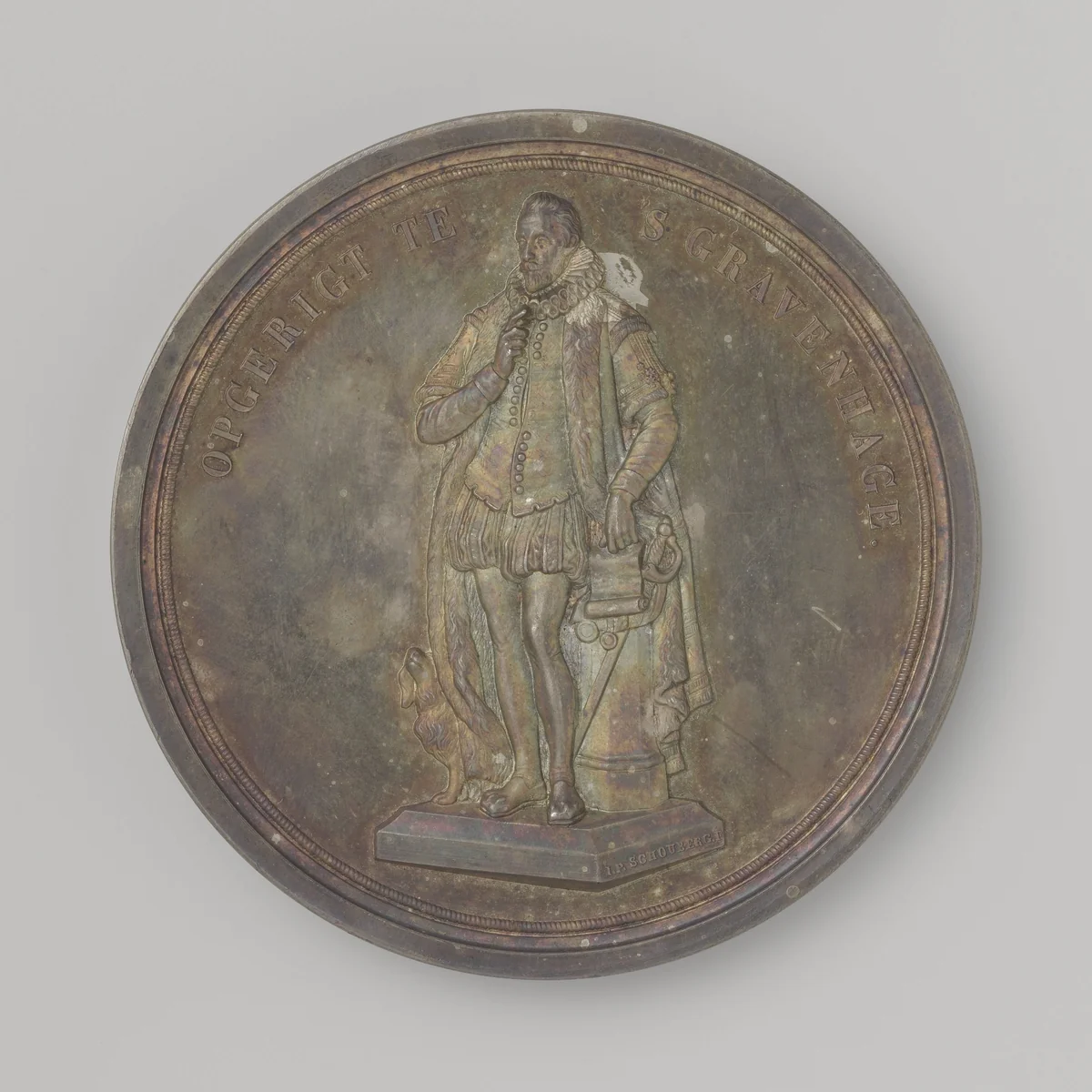 Erection of a statue for William of Orange by Johannis Petrus Schouberg, metalwork, 1848