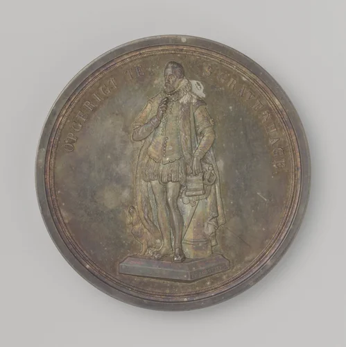 Erection of a statue for William of Orange by Johannis Petrus Schouberg, metalwork, 1848