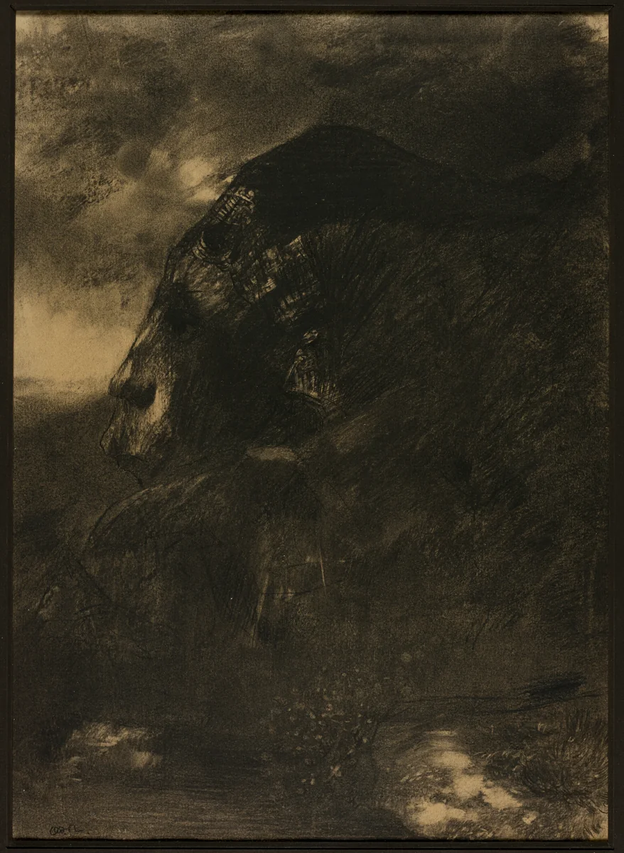 The Sphinx by Odilon Redon, drawing, 1883