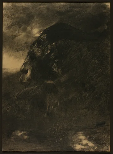 The Sphinx by Odilon Redon, drawing, 1883