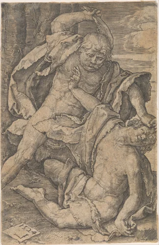Cain Killing Abel by Lucas van Leyden, print, 1524
