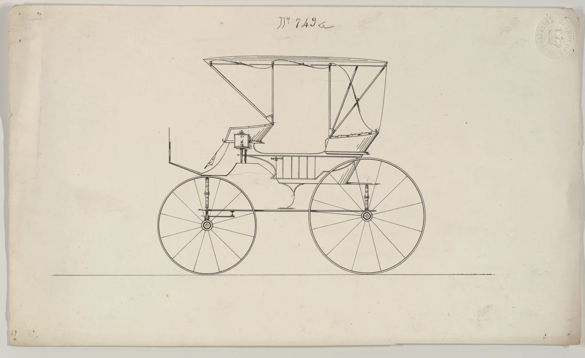 Design for Park Phaeton, no. 749a by Brewster & Co., drawing, 1850-1874