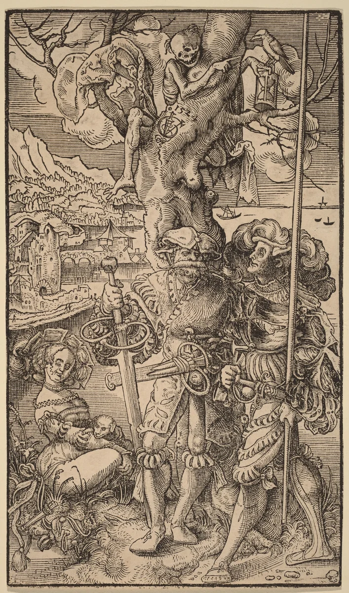 Two Mercenaries and a Woman by Urs Graf, print, 1524