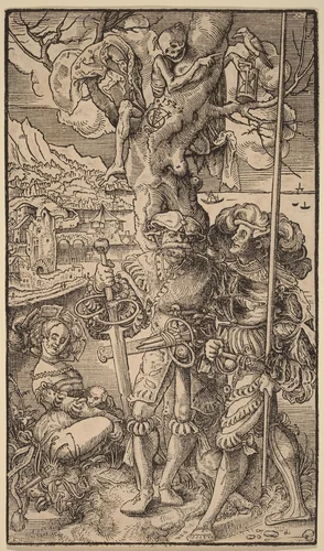 Two Mercenaries and a Woman by Urs Graf, print, 1524