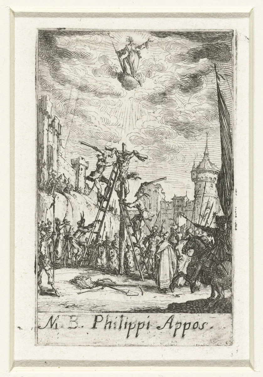Het martelaarschap van Filippus by Jacques Callot, print, 1632-1634