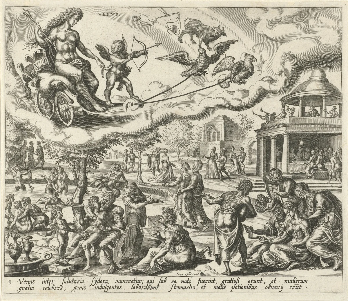 De planeet Venus en haar kinderen by Harmen Jansz Muller, print, 1566-1570
