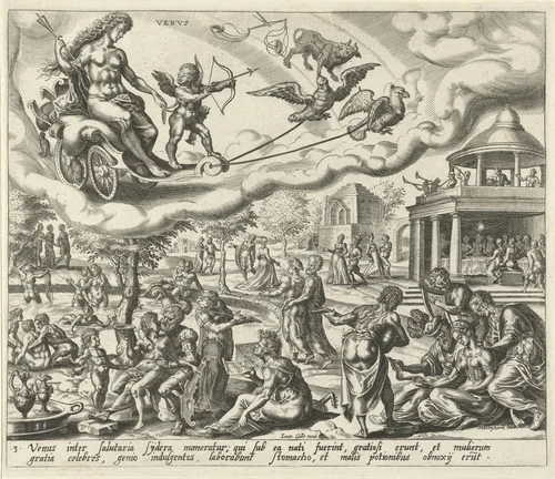 De planeet Venus en haar kinderen by Harmen Jansz Muller, print, 1566-1570