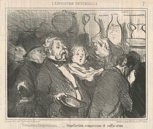 Premières impressions...Stupefaction ... by Honoré Daumier, print, 1855