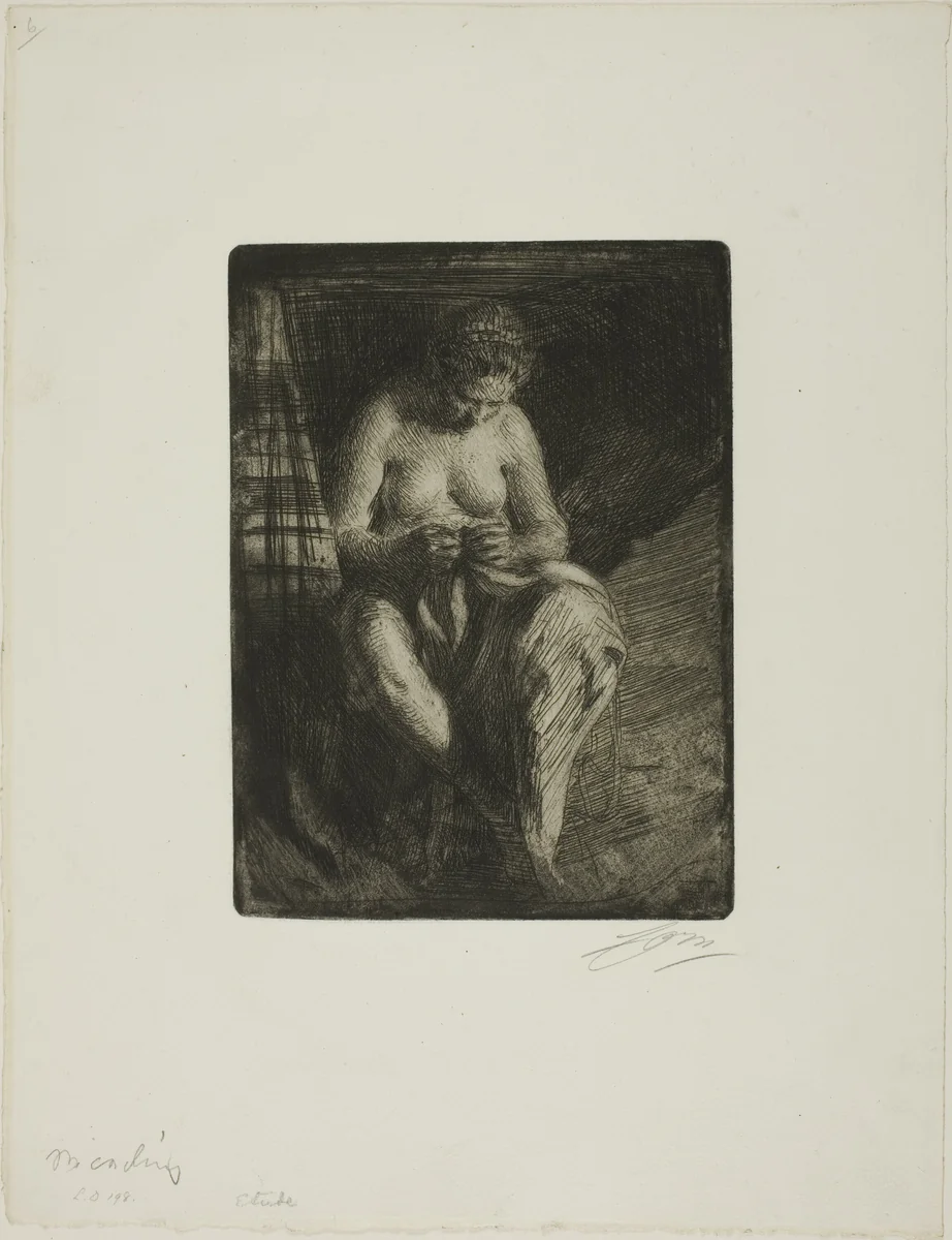 Mending by Anders Zorn, print, 1905