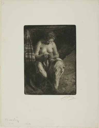 Mending by Anders Zorn, print, 1905