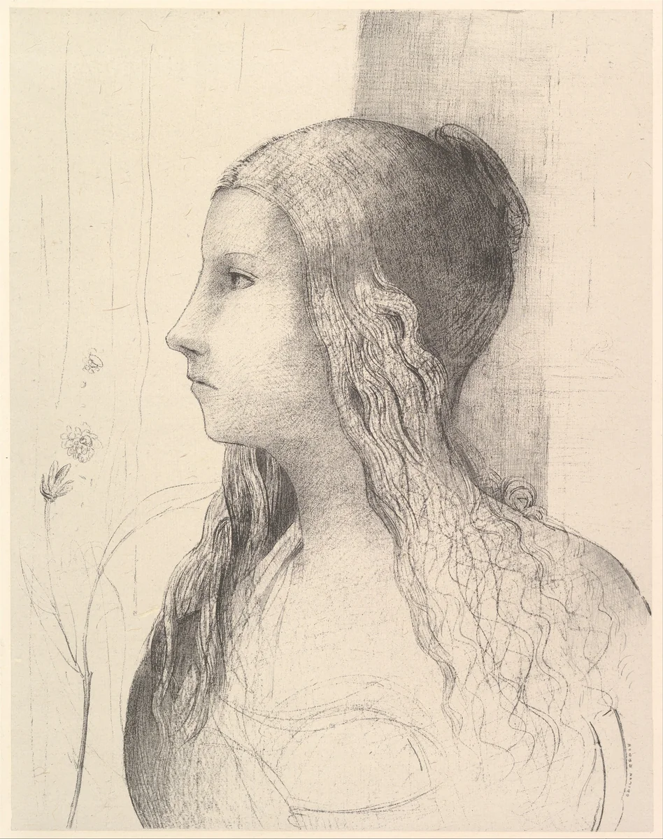 Brunnhilde (The Twilight of the Gods) by Odilon Redon, print, 1894