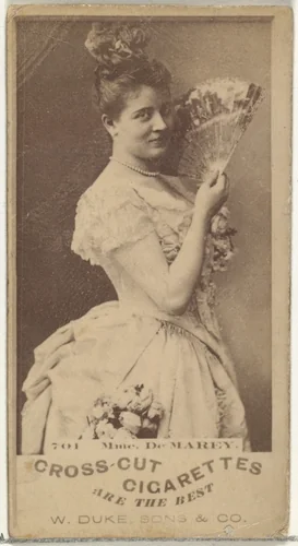 Card Number 701, Mme. De Marey, from the Actors and Actresses series (N145-3) issued by Duke Sons & Co. to promote Cross Cut Cigarettes by W. Duke, Sons & Co., photograph, 1880-1889