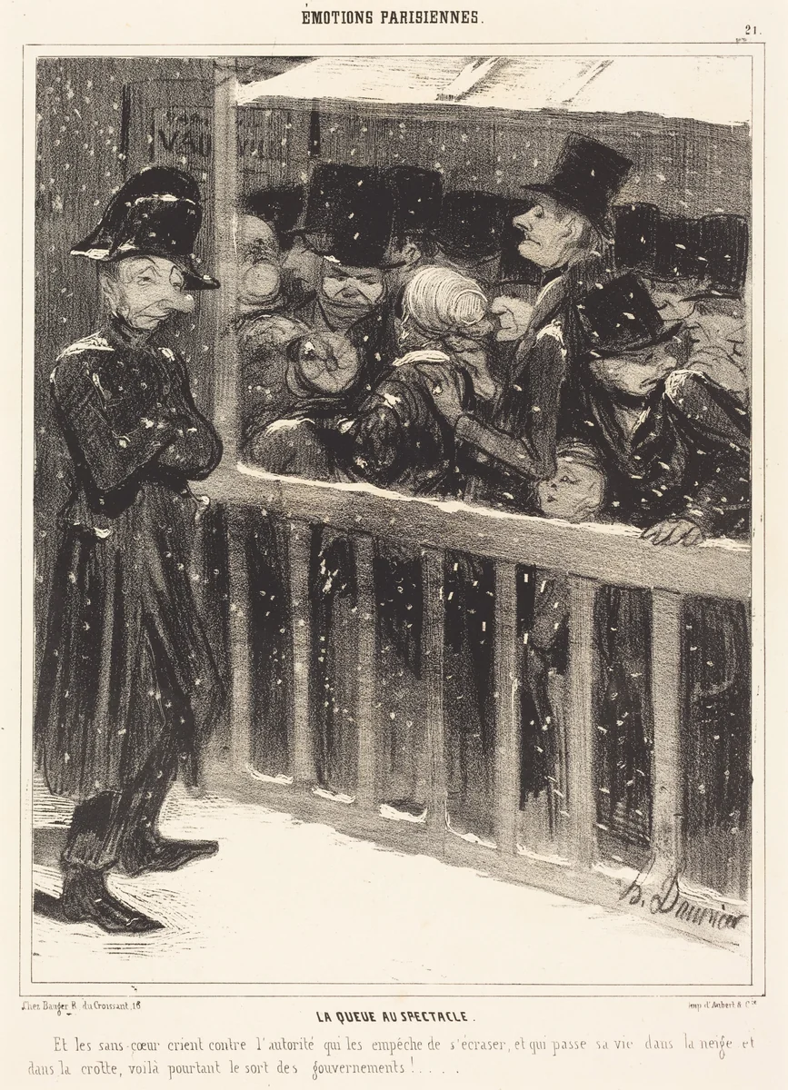 La Queue au Spectacle by Honoré Daumier, print, 1840