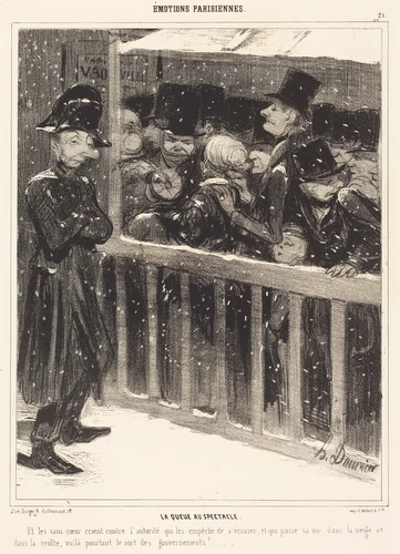 La Queue au Spectacle by Honoré Daumier, print, 1840