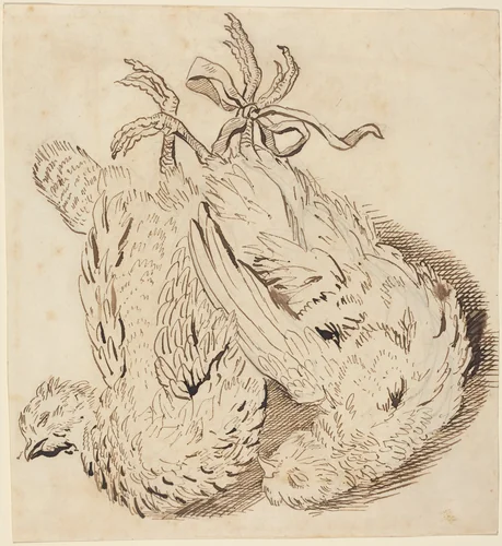 Two Dead Chickens by British 18th Century, drawing, 1700-1799
